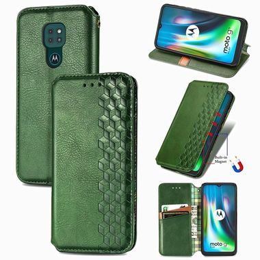 Peňaženkové kožené púzdro na Motorola Moto G9 PLay / E7 Plus - Zelená