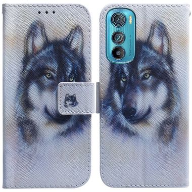 Peňaženkové kožené puzdro na Motorola Edge 30 - White Wolf