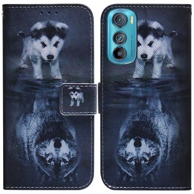 Peňaženkové kožené puzdro na Motorola Edge 30 - Wolf and Dog