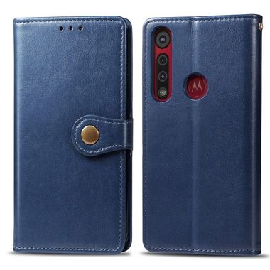Peňaženkové kožené puzdro na Motorola Moto G8 Play - Modrá