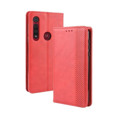 Peňaženkové kožené puzdro na Motorola Moto G8 Plus - Červená