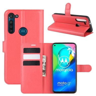 Peňaženkové kožené puzdro LICHTI na Motorola Moto G8 Power - červená