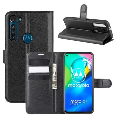 Peňaženkové kožené puzdro LICHTI na Motorola Moto G8 Power - čierna
