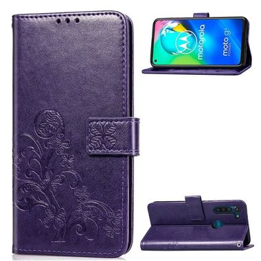 Peňaženkové kožené puzdro ROSES na Motorola Moto G8 Power - fialová