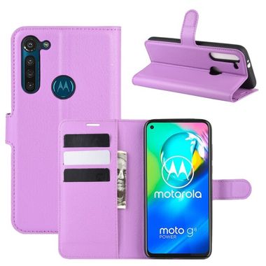 Peňaženkové kožené puzdro LICHTI na Motorola Moto G8 Power - fialová