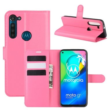 Peňaženkové kožené puzdro LICHTI na Motorola Moto G8 Power - Rose red