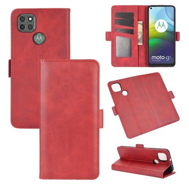 Peňaženkové kožené puzdro na Motorola Moto G9 Power - Červená