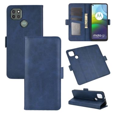Peňaženkové kožené puzdro na Motorola Moto G9 Power - Modrá