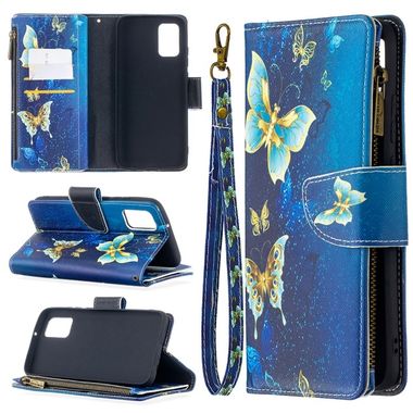 Peňaženkové kožené puzdro na Samsung Galaxy A02s - Gold Butterfly