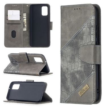 Peňaženkové kožené puzdro na Samsung Galaxy A02s - Šedá