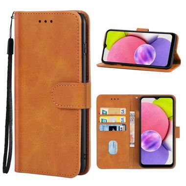 Peňaženkové kožené puzdro na Samsung Galaxy A04s – Hnedá