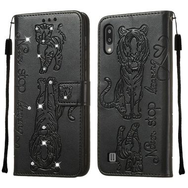 Peňaženkové kožené puzdro na Samsung Galaxy A10 - Čierny