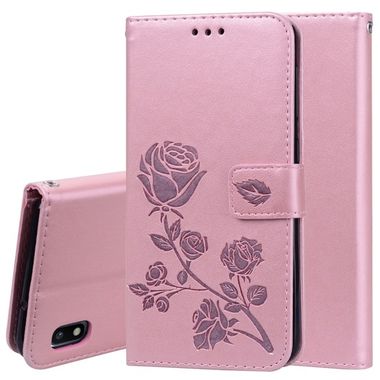 Peňaženkové kožené puzdro na Samsung Galaxy A10 - Ružovozlatý
