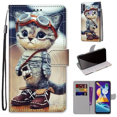 Peňaženkové kožené puzdro na Samsung Galaxy A11 / M11 - Leather Shoes Cat