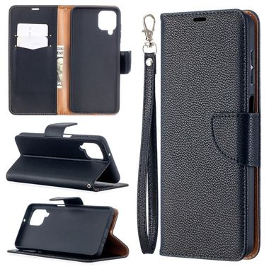 Peňaženkové kožené puzdro na Samsung Galaxy A12 - Čierna