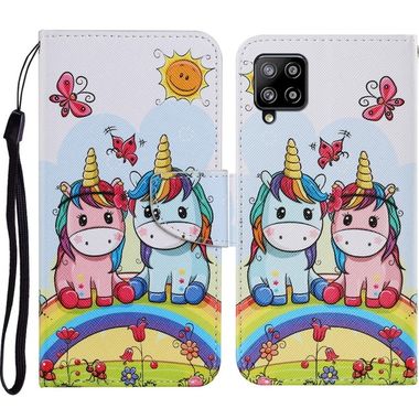Peňaženkové kožené puzdro na Samsung Galaxy A12 - Couple Unicorn