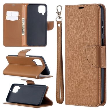 Peňaženkové kožené puzdro na Samsung Galaxy A12 - Hnedá