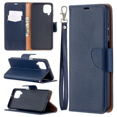 Peňaženkové kožené puzdro na Samsung Galaxy A12 - Modrá