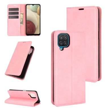 Peňaženkové kožené puzdro na Samsung Galaxy A12 - Ružová