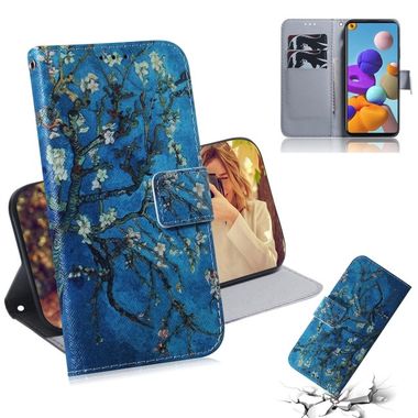 Peňaženkové kožené puzdro na Samsung Galaxy A21s - Apricot