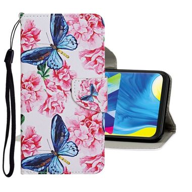 Peňaženkové kožené puzdro na Samsung Galaxy A21s - Butterfly and Flowers