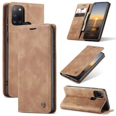 Peňaženkové kožené puzdro na Samsung Galaxy A21s - Hnedý