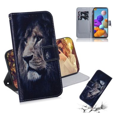 Peňaženkové kožené puzdro na Samsung Galaxy A21s - Lion