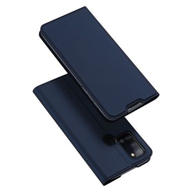 Peňaženkové kožené puzdro na Samsung Galaxy A21s - Modrý