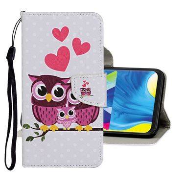 Peňaženkové kožené puzdro na Samsung Galaxy A21s - Owl