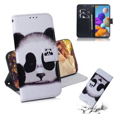 Peňaženkové kožené puzdro na Samsung Galaxy A21s - Panda