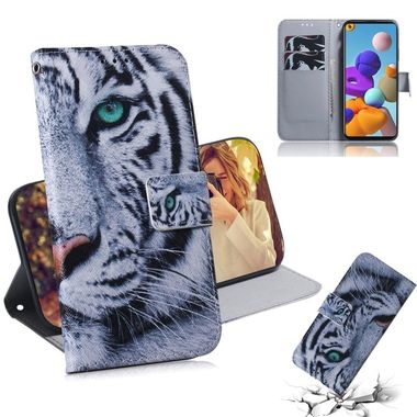 Peňaženkové kožené puzdro na Samsung Galaxy A21s - Tiger