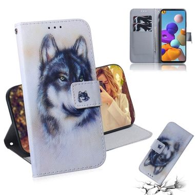 Peňaženkové kožené puzdro na Samsung Galaxy A21s - White Wolf