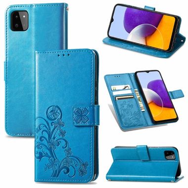 Peňaženkové kožené puzdro na Samsung Galaxy A22 5G - Modrá