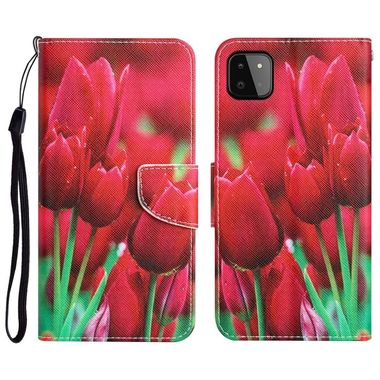 Peňaženkové kožené puzdro na Samsung Galaxy A22 5G - Tulips