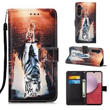 Peňaženkové kožené puzdro na Samsung Galaxy A25 5G - Cats And Tigers