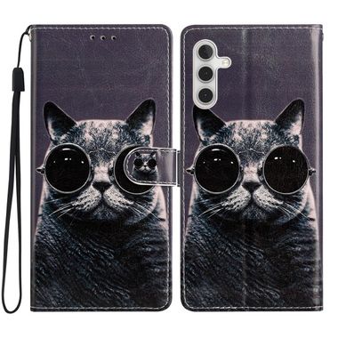 Peňaženkové kožené puzdro na Samsung Galaxy A25 5G - Sunglasses Cat