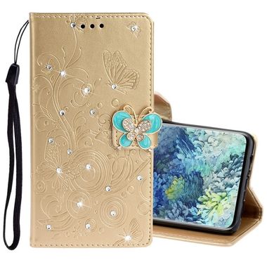 Peňaženkové kožené puzdro na Samsung Galaxy A31 - Zlatý