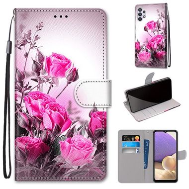 Peňaženkové kožené puzdro na Samsung Galaxy A32 5G – Wild Rose