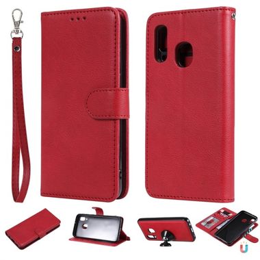 Peňaženkové kožené puzdro na Samsung Galaxy A40 - Červený