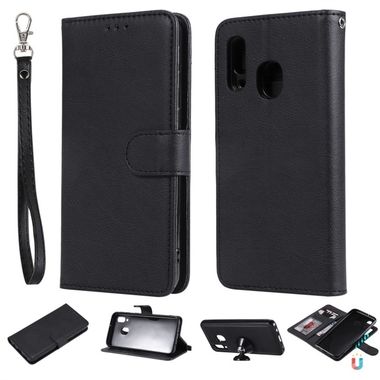 Peňaženkové kožené puzdro na Samsung Galaxy A40 - Čierny