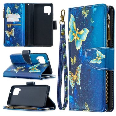 Peňaženkové kožené puzdro na Samsung Galaxy A42 5G - Gold Butterfly