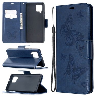 Peňaženkové kožené puzdro na Samsung Galaxy A42 5G - Modrá