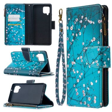 Peňaženkové kožené puzdro na Samsung Galaxy A42 5G - Plum Blossom