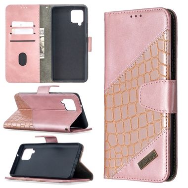Peňaženkové kožené puzdro na Samsung Galaxy A42 5G - Ružovozlatá