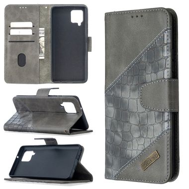 Peňaženkové kožené puzdro na Samsung Galaxy A42 5G - Šedá