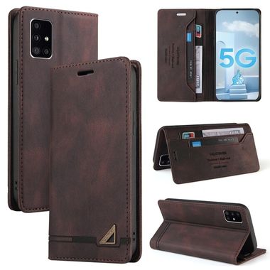 Peňaženkové kožené puzdro na Samsung Galaxy A51 5G - Hnedá