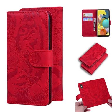 Peňaženkové kožené puzdro TIGER na Samsung Galaxy A51 5G – Červená