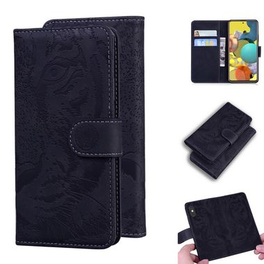 Peňaženkové kožené puzdro TIGER na Samsung Galaxy A51 5G – Čierna