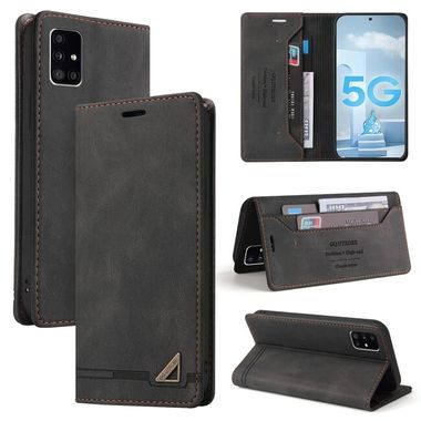 Peňaženkové kožené puzdro na Samsung Galaxy A51 5G - Čierná