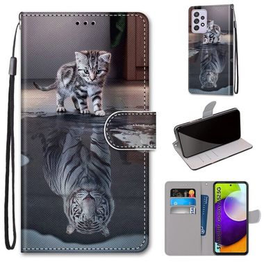Peňaženkové kožené puzdro na Samsung Galaxy A52 5G / A52s 5G - Cat Becomes Tiger